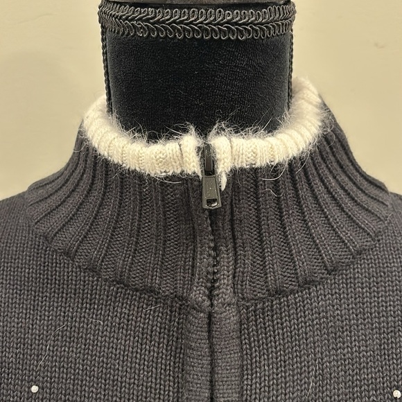 Quacker Factory Black Zip Front Cardigan with White Snowflakes NWT - Picture 3 of 9